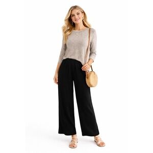 AREA STARS Wide Leg Black Pants Women's Size L Elastic Waist NWT